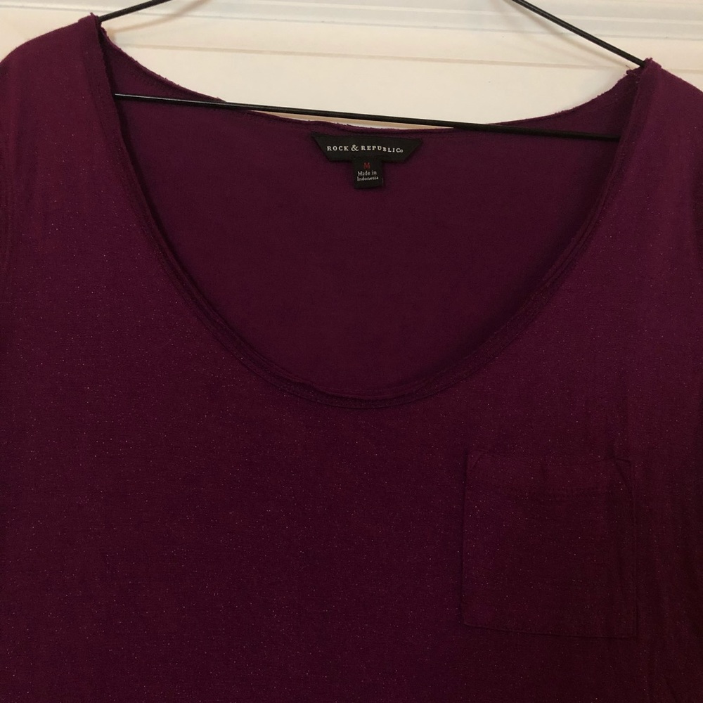 Rock & Republic silver sparkle dark purple tee